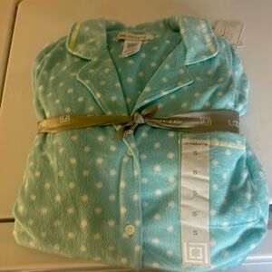 New with tags Liz Claiborne 2piece soft Sleep Set Christmas PJs small aqua dot